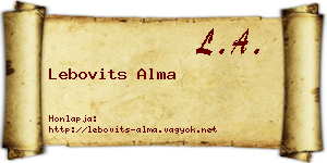 Lebovits Alma névjegykártya